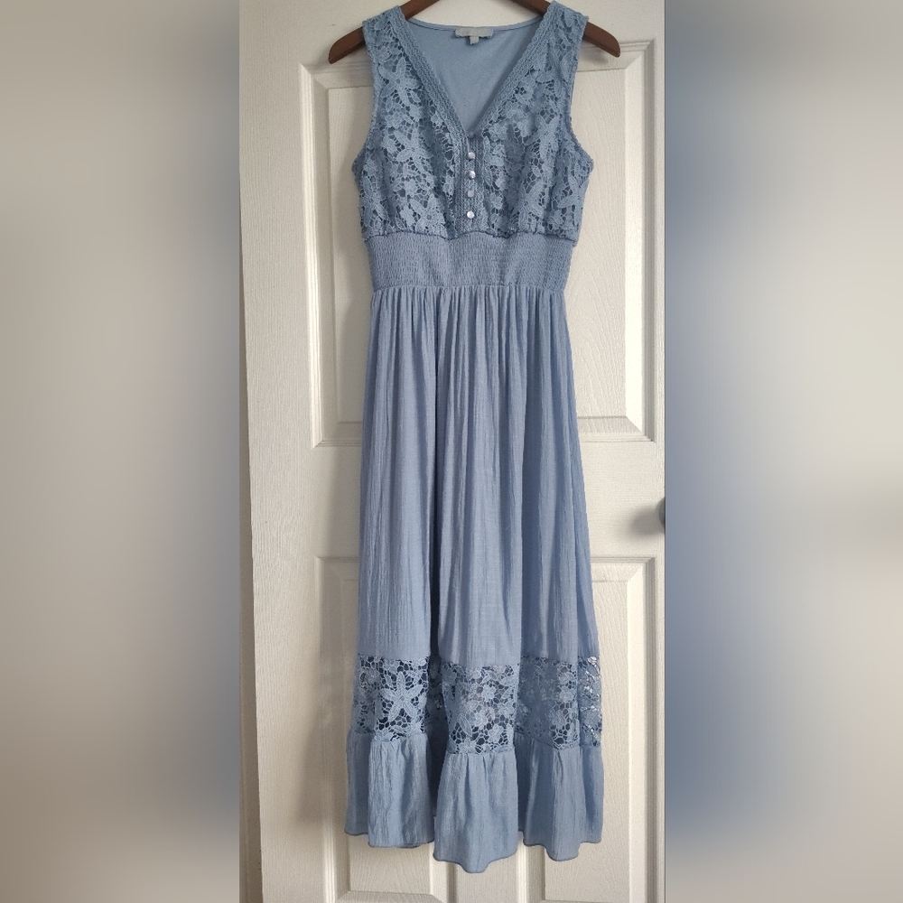 Sky Blue Smocked Maxi Dress